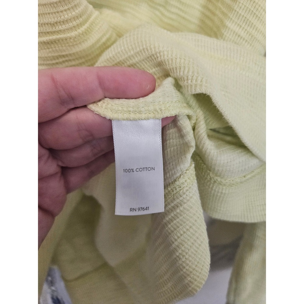 J. Jill Womens M Pale Yellow Waffle Knit Cotton Long Sleeve Hoodie Pullover Top - Picture 5 of 9